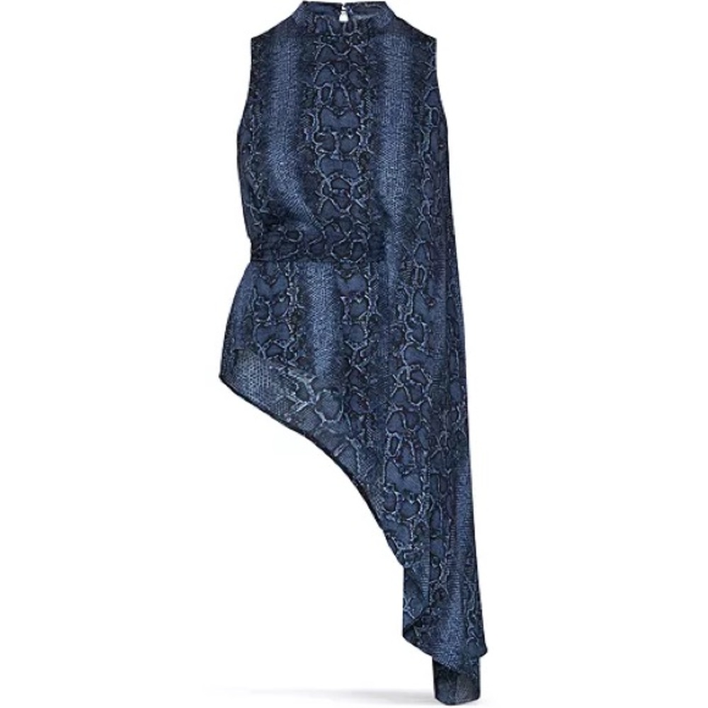 New Bcbgmaxazria Blue Python Draped Asymmetric Mo… - image 5